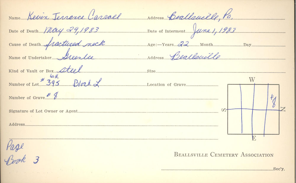 burial card